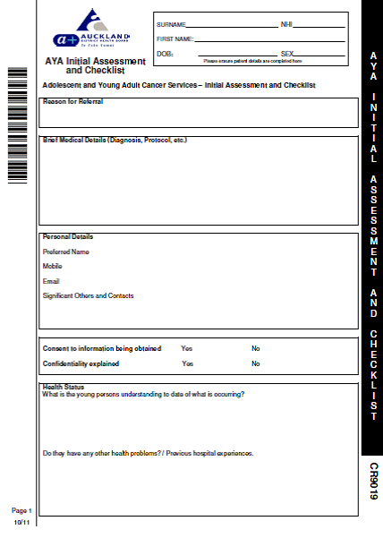 Psychosocial Assessment - AYA Cancer Network Aotearoa
